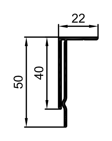 Чертёж RE 7047 — F-профиль для крепления откосов (алюм.)