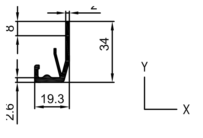 Чертёж RE 7125 — Профиль кляммера нижний FC "КН FC" (алюм.)