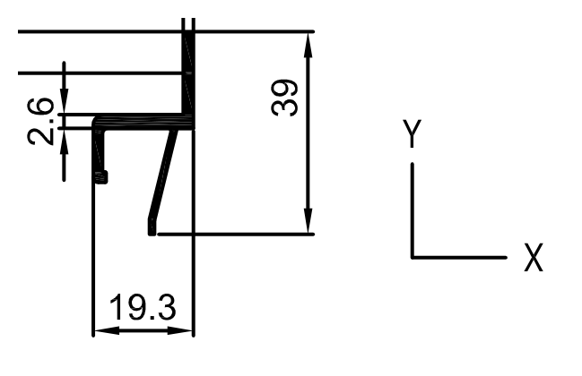 Чертёж RE 7127 — Профиль кляммера верхний FC "КВ FC" (алюм.)